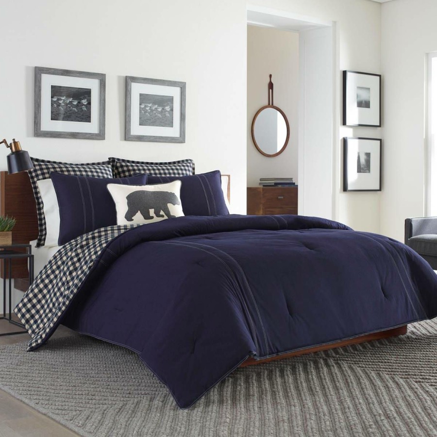 Bed * | Top 10 Eddie-Bauer Bed Eddie Bauer Kingston 150 Thread Count European Sham Navy