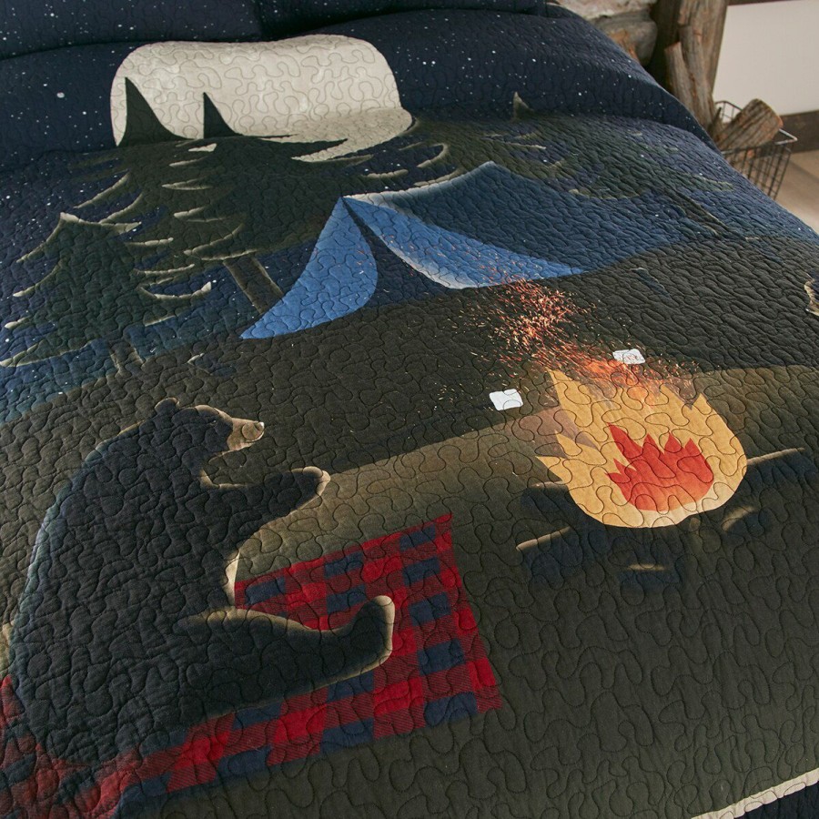 Bed * | Best Pirce Donna-Sharp Bed Donna Sharp Bear Campfire 140Tc Quilt Set Black