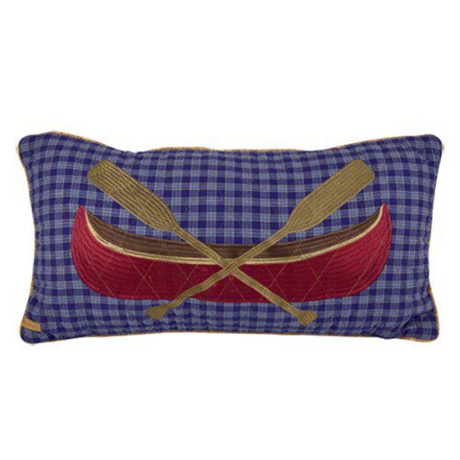 Bed * | Outlet Donna-Sharp Bed Donna Sharp Lake House Canoe Decorative Pillow 11 22 Navy