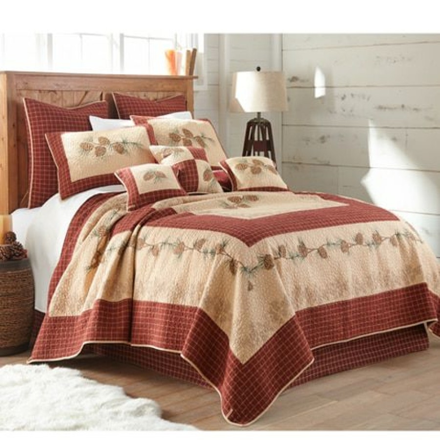 Bed * | Best Pirce Donna-Sharp Bed Donna Sharp Pine Lodge Cotton Quilt 3Pc. Set Red/Multi