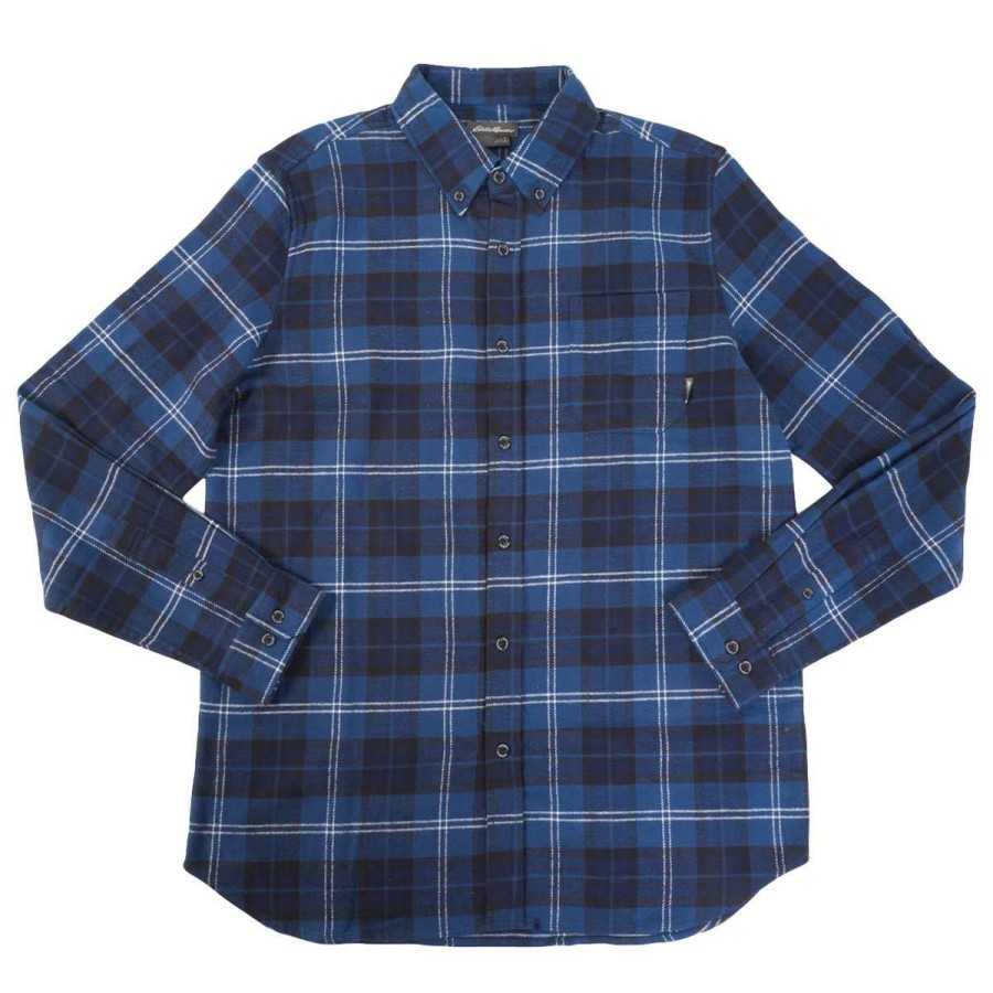 Clothing * | Cheap Eddie-Bauer Clothing Mens Big & Tall Eddie Bauer Flex Flannel Shirt Soft Ingigo Soft-Indigo