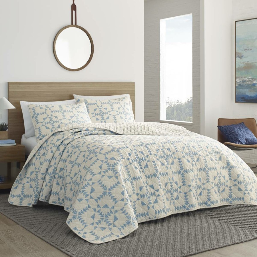 Bed * | Promo Eddie-Bauer Bed Eddie Bauer Arrowhead 136 Thread Count Reversible Quilt Set Blue/White