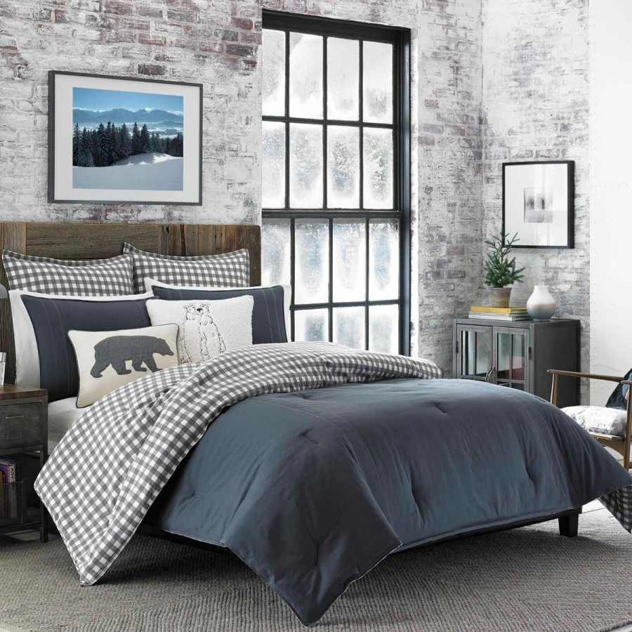 Bed * | Cheap Eddie-Bauer Bed Eddie Bauer Kingston 150Tc Reversible Comforter Set Charcoal