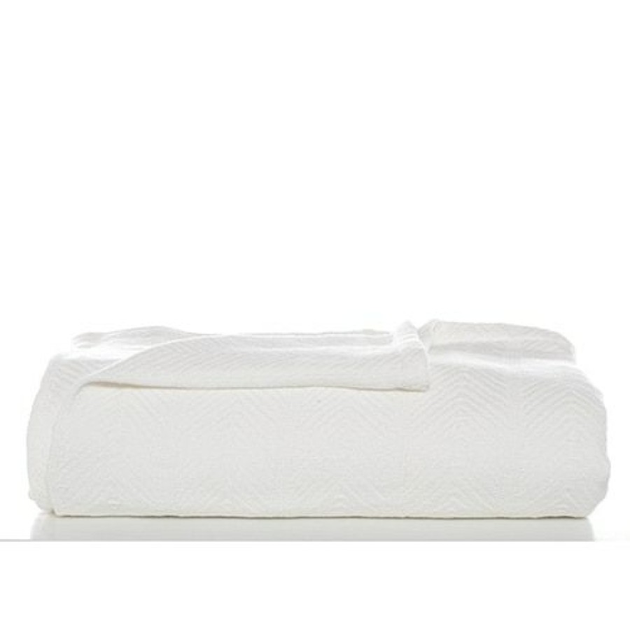 Bed * | Best Sale Eddie-Bauer Bed Eddie Bauer Herringbone Woven Blanket White