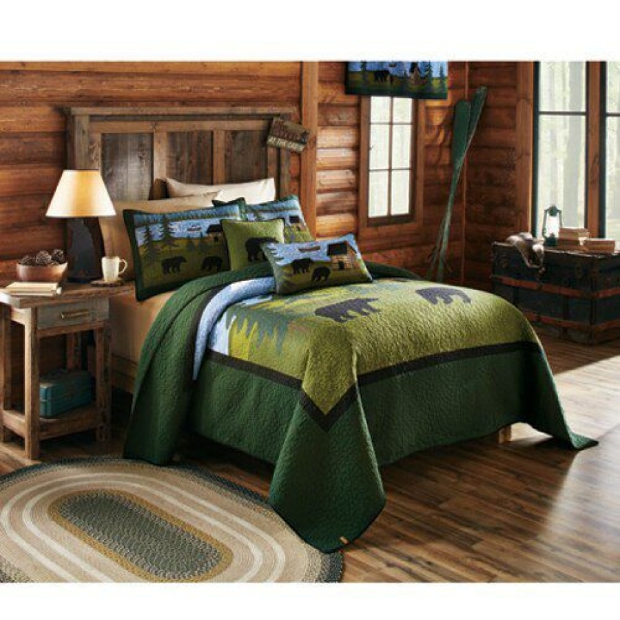 Bed * | Top 10 Donna-Sharp Bed Donna Sharp Bear River Cotton Quilt 3Pc. Set Green-Multi