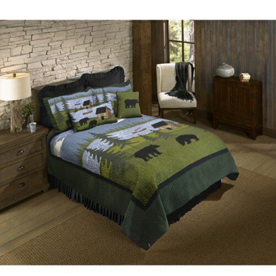 Bed * | Top 10 Donna-Sharp Bed Donna Sharp Bear River Cotton Quilt 3Pc. Set Green-Multi