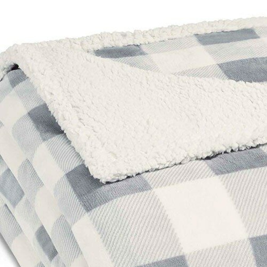 Bed * | Cheapest Eddie-Bauer Bed Eddie Bauer Mountain Plaid Sherpa Blanket Chrome