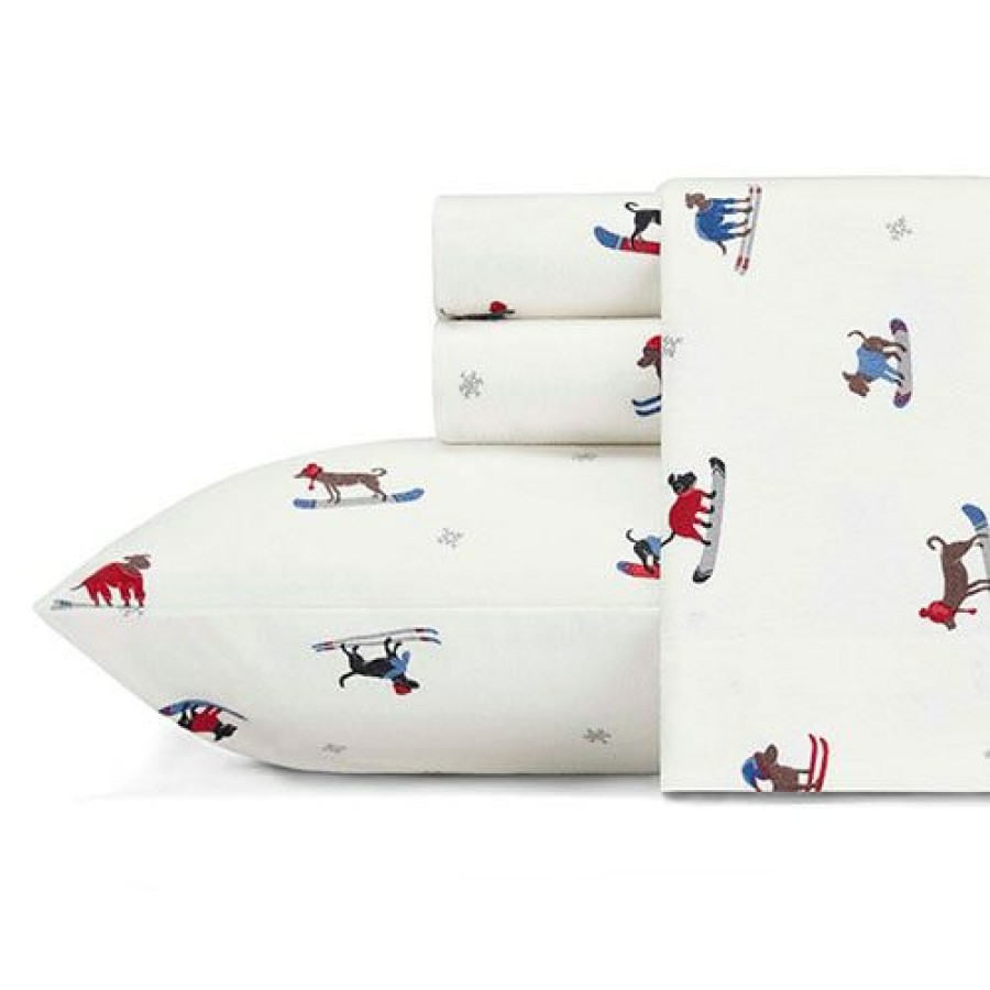 Bed * | Best Pirce Eddie-Bauer Bed Eddie Bauer Ski Patrol Flannel Sheet Set White-Multi