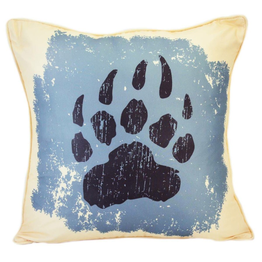 Bed * | Best Deal Donna-Sharp Home Decor Donna Sharp Bear Totem Bear Paw Decorative Pillow 18 18 Blue