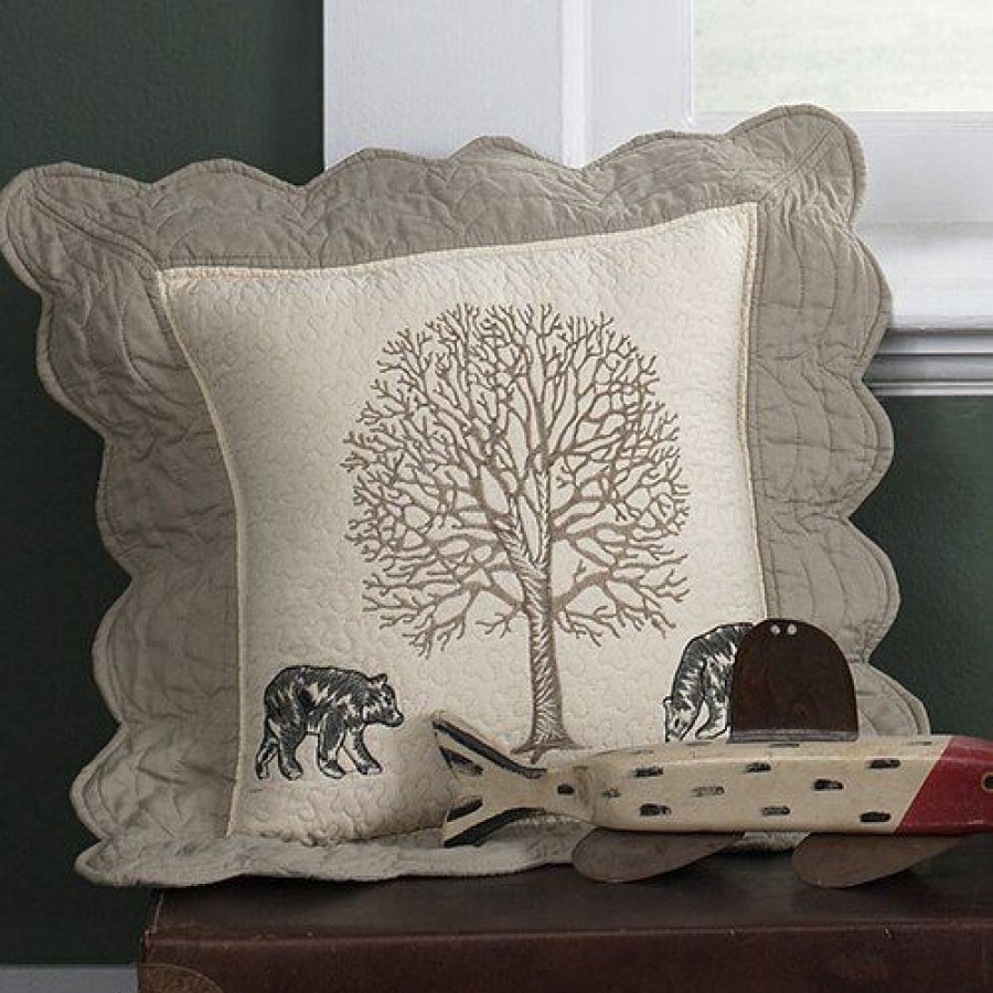 Bed * | Discount Donna-Sharp Bed Donna Sharp Bear Creek Bears Decorative Pillow 15 15 Cream