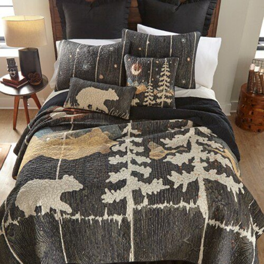 Bed * | Brand New Donna-Sharp Bed Donna Sharp Moonlit Bear Cotton Quilt Set Charcoal-Multi