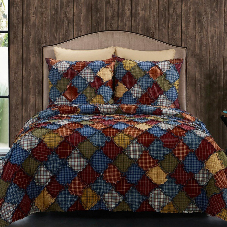 Bed * | New Donna-Sharp Bed Donna Sharp Blue Ridge 140Tc Quilt Set Blue/Rust