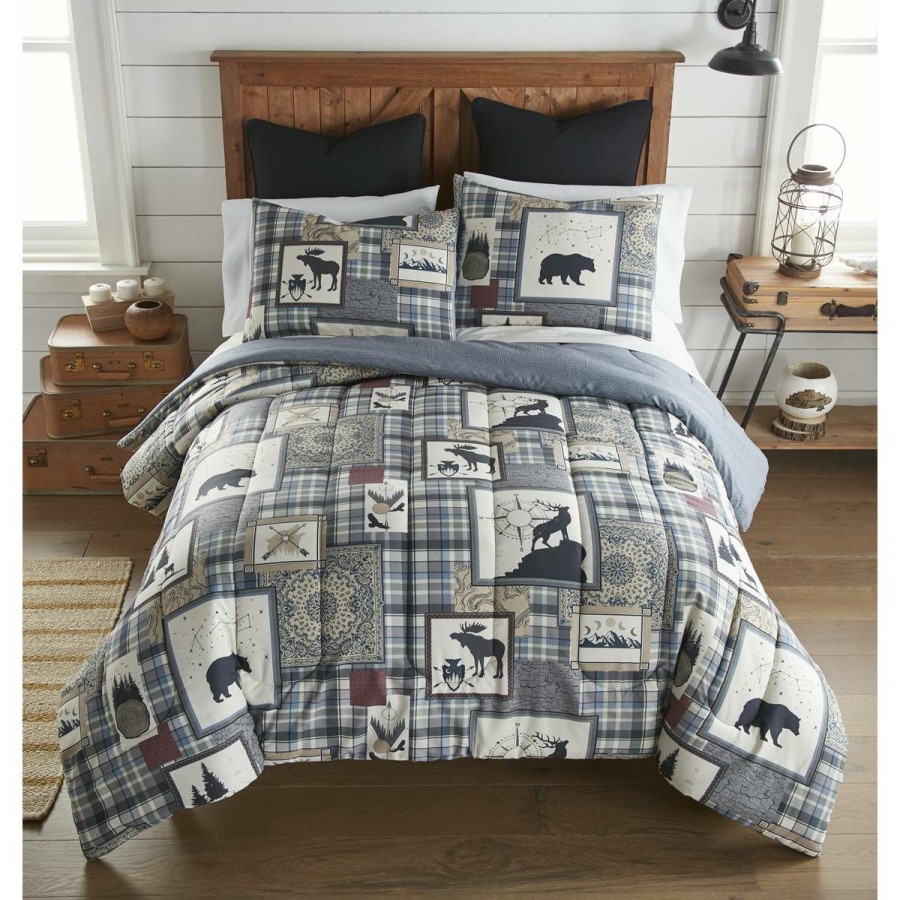 Bed * | Best Sale Donna-Sharp Bed Donna Sharp Forest Symbols Comforter Set Blue/Black