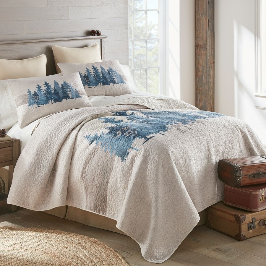 Bed * | Budget Donna-Sharp Bed Donna Sharp Watercolor Forest 140 Tc Quilt Set White