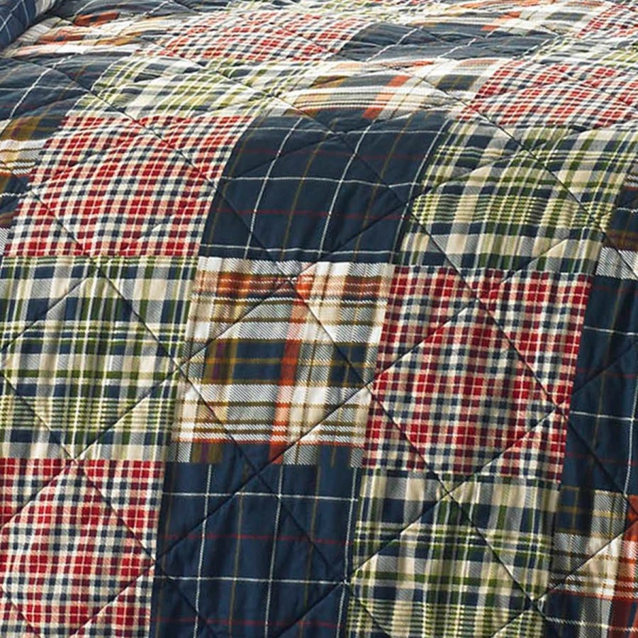 Bed * | Best Deal Eddie-Bauer Bed Eddie Bauer Madrona Plaid 136 Thread Count Quilt Set Dark-Blue