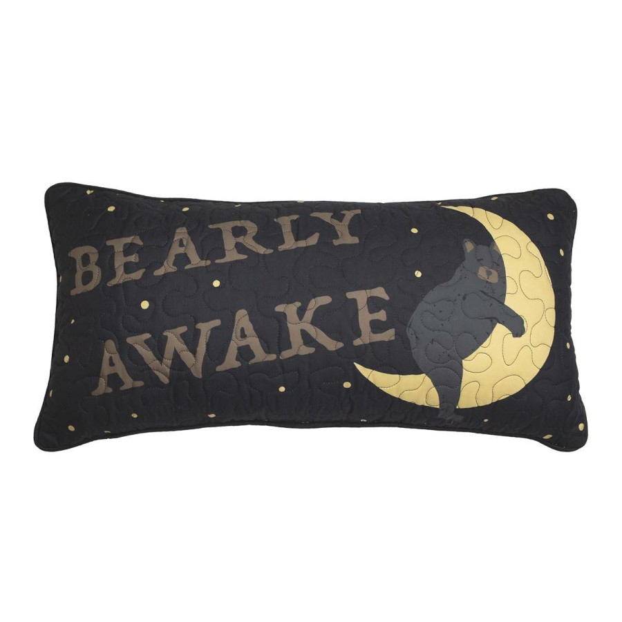 Home Decor * | Discount Donna-Sharp Home Decor Donna Sharp Evening Lodge Bearly Awake Decorative Pillow 18 18 Black/Yellow