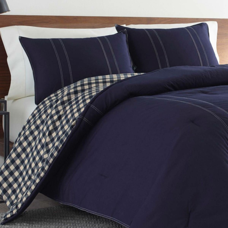 Bed * | Top 10 Eddie-Bauer Bed Eddie Bauer Kingston 150Tc Reversible Comforter Set Navy