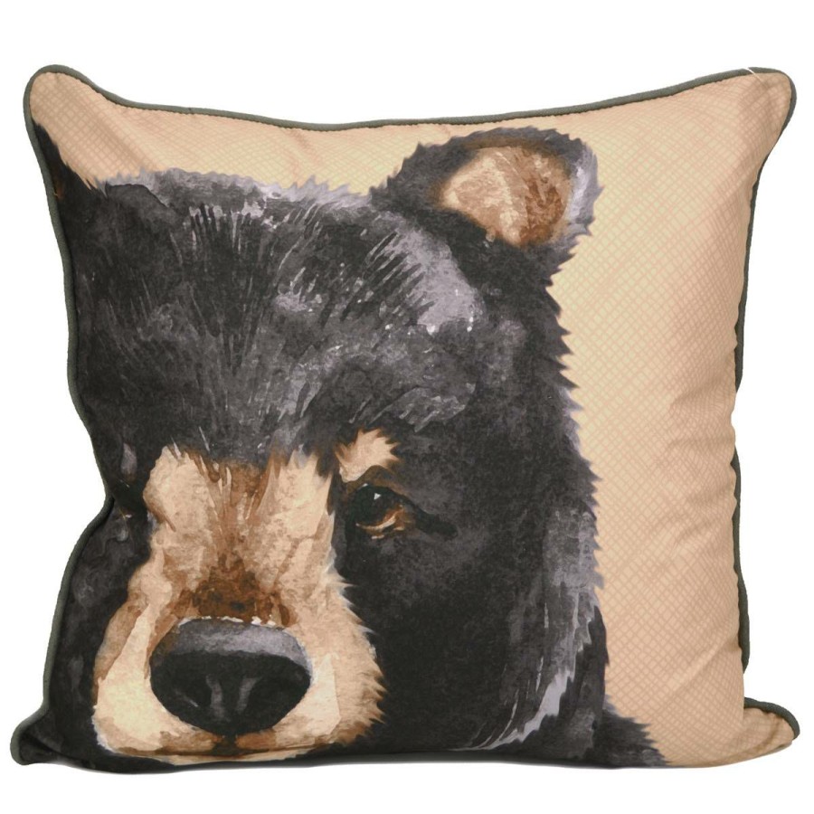 Bed * | Promo Donna-Sharp Home Decor Donna Sharp Canoe Trip Bear Decorative Pillow 18 18 Black/Tan