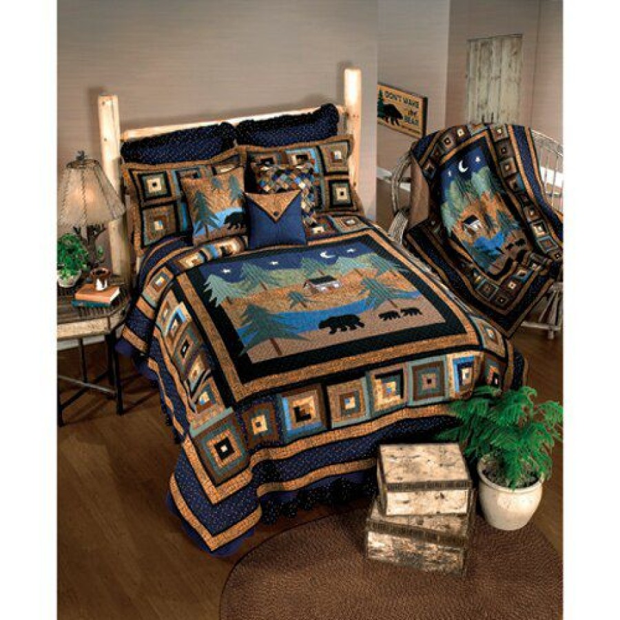 Bed * | Discount Donna-Sharp Bed Donna Sharp Midnight Bear Cotton Quilt Set Blue-Multi