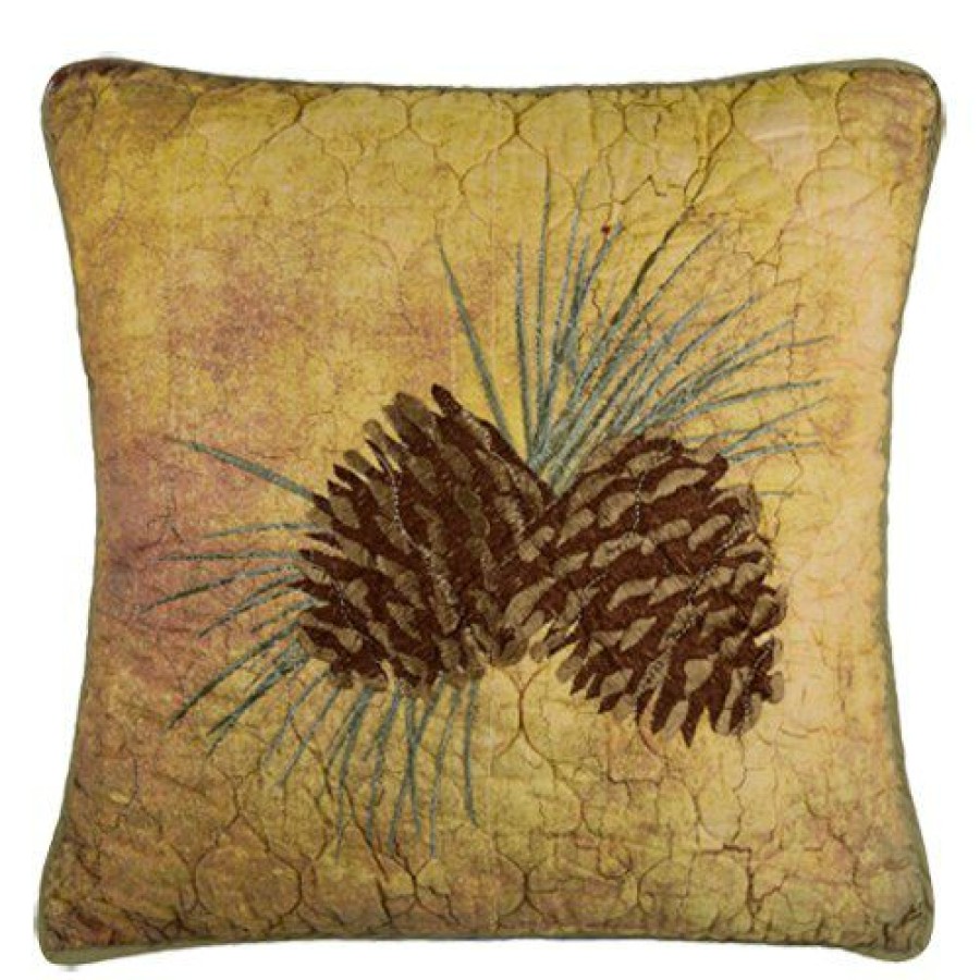 Home Decor * | Top 10 Donna-Sharp Home Decor Donna Sharp Wood Patch Decorative Pinecone Pillow 18 18 Tan-Multi