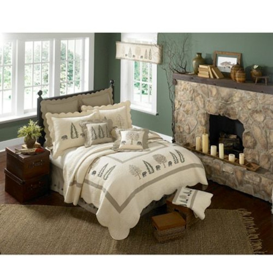 Bed * | Wholesale Donna-Sharp Bed Donna Sharp Bear Creek Cotton Quilt Set Taupe-Multi