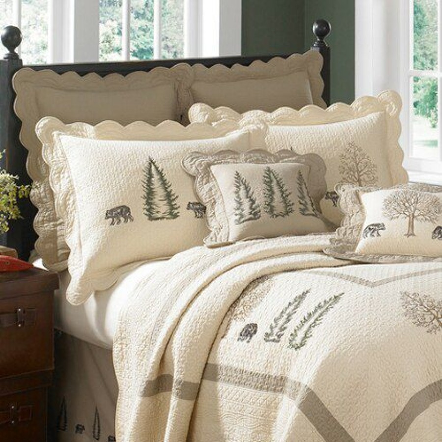 Bed * | Wholesale Donna-Sharp Bed Donna Sharp Bear Creek Cotton Quilt Set Taupe-Multi