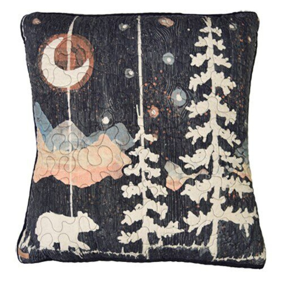 Bed * | Hot Sale Donna-Sharp Bed Donna Sharp Moonlit Bear Square Decorative Pillow 18 18 Charcoal-Multi