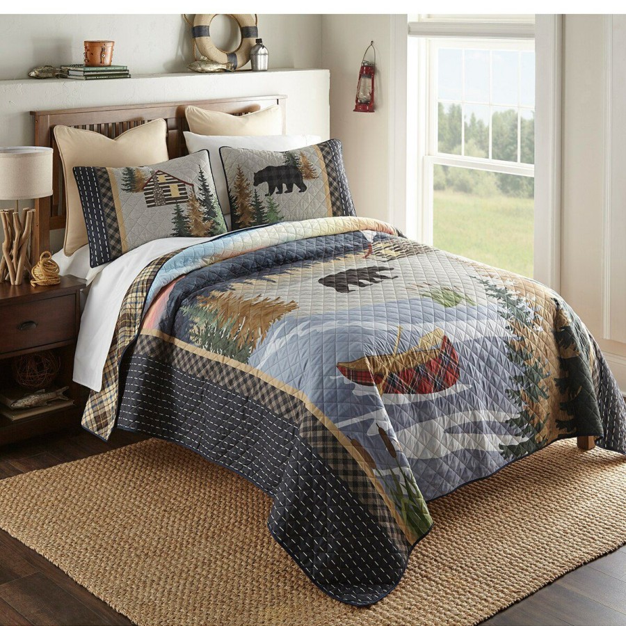 Bed * | Outlet Donna-Sharp Bed Donna Sharp Sunset Cottage 140 Tc Quilt Set Medium-Blue