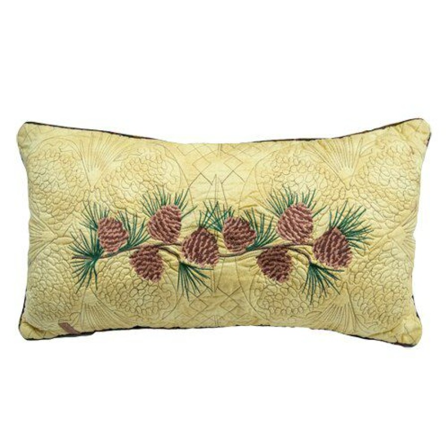 Bed * | Best Pirce Donna-Sharp Bed Donna Sharp Cabin Raising Pine Cone Rec Gle Decorative Pillow Tan