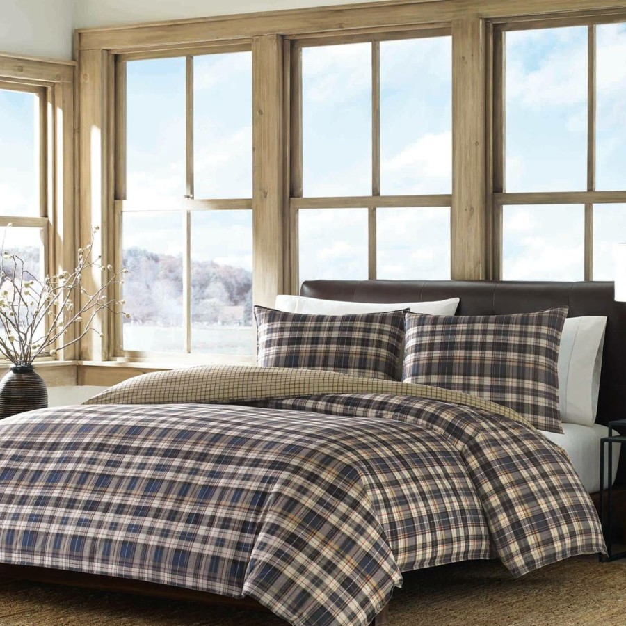 Bed * | Cheapest Eddie-Bauer Bed Eddie Bauer Port Gamble 180 Thread Count Duvet Cover Set Dusted-Indigo