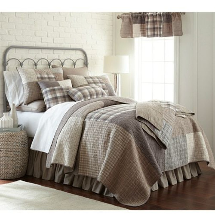 Bed * | Budget Donna-Sharp Bed Donna Sharp Smokey Square Cotton Quilt 3Pc. Set Ivory/Multi