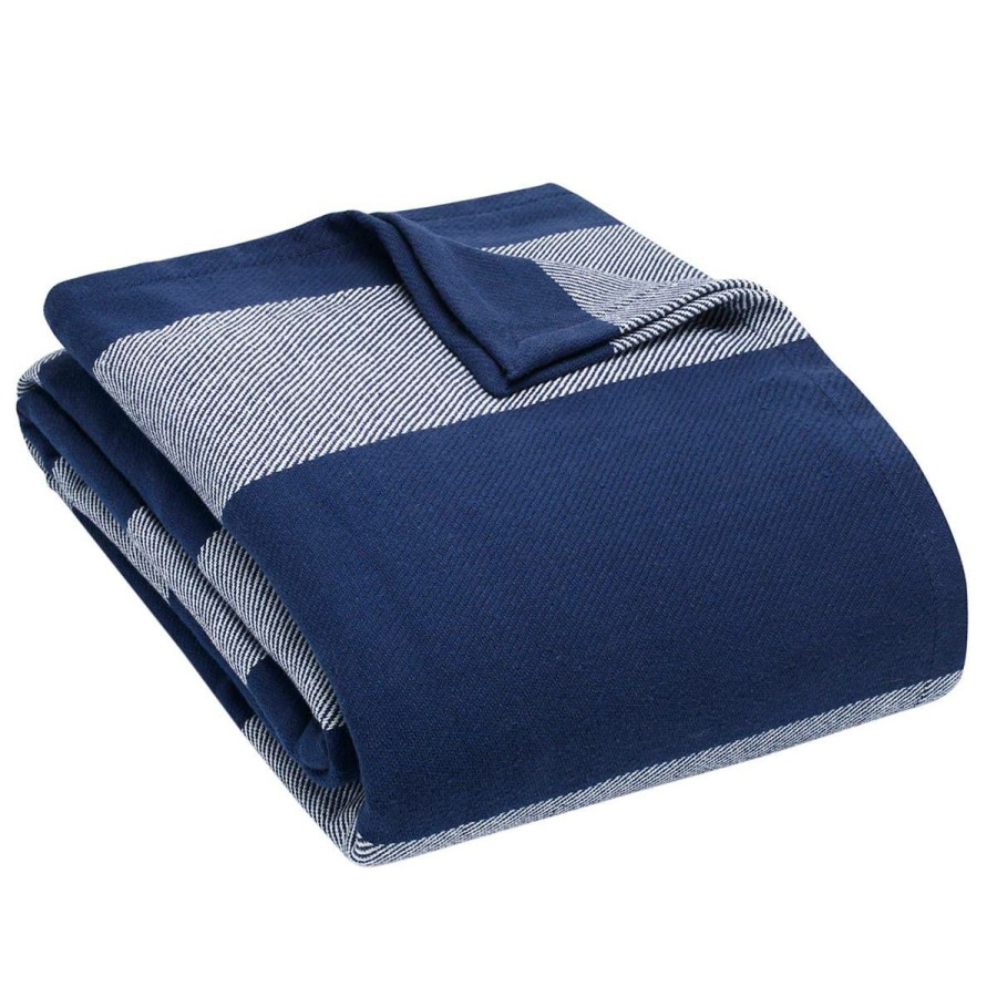 Bed * | Best Deal Eddie-Bauer Bed Eddie Bauer Boylston Navy Throw Blanket Open-Navy