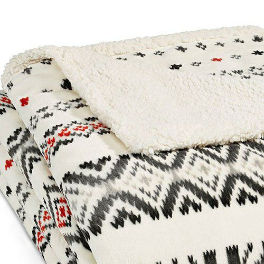 Bed * | Cheap Eddie-Bauer Bed Eddie Bauer Mountain Village Chili Sherpa Blanket White/Multi