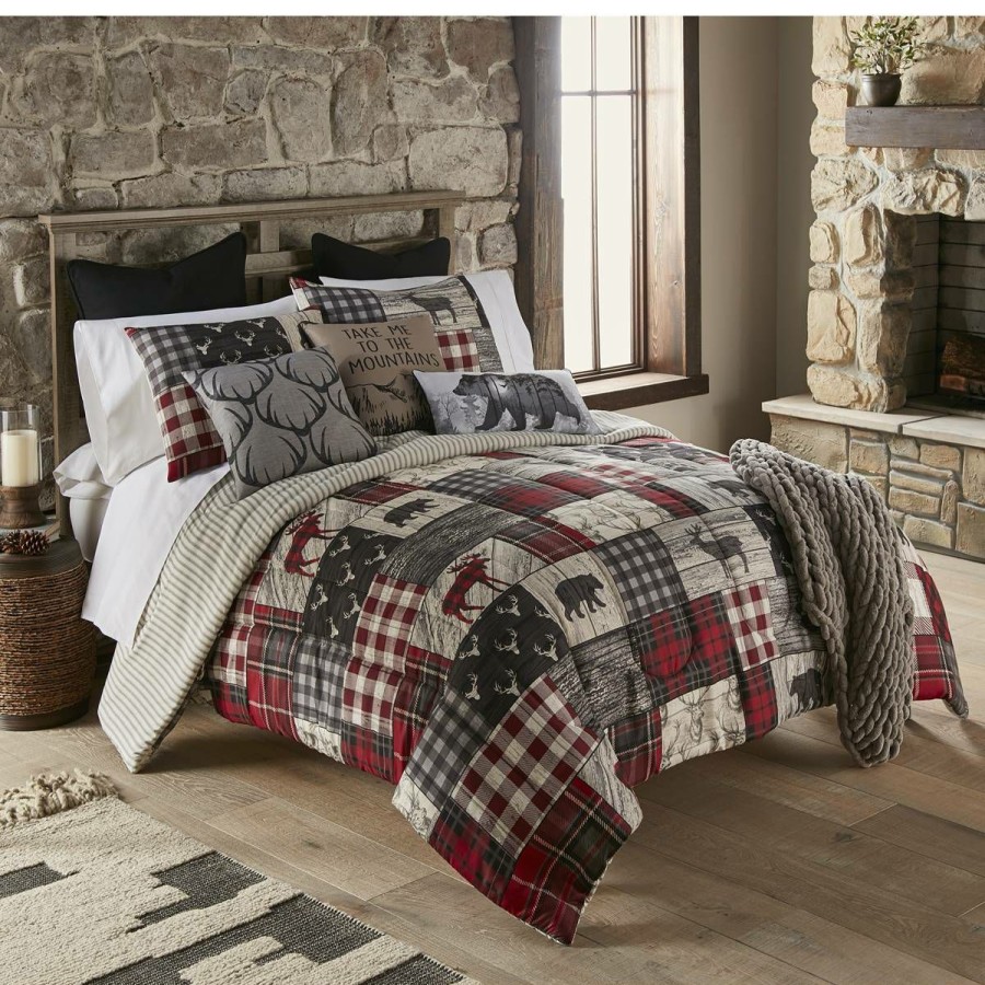 Bed * | Hot Sale Donna-Sharp Bed Donna Sharp Timber Comforter Set Red/Black