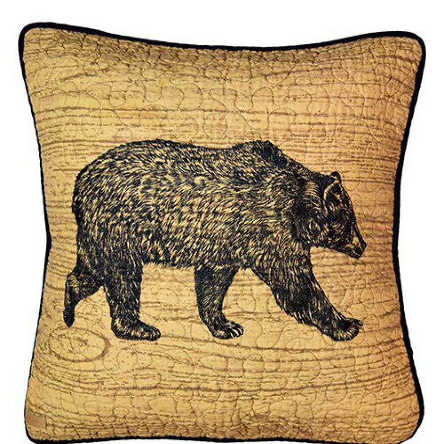 Bed * | Buy Donna-Sharp Bed Donna Sharp Oakland Bear Decorative Pillow 18 18 Tan/Black