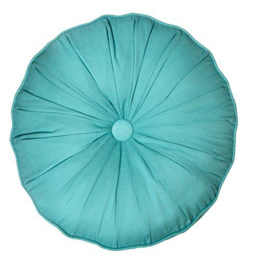 Bed * | Hot Sale Donna-Sharp Bed Donna Sharp Riptide Patch Round Decorative Pillow 16 16 Aqua