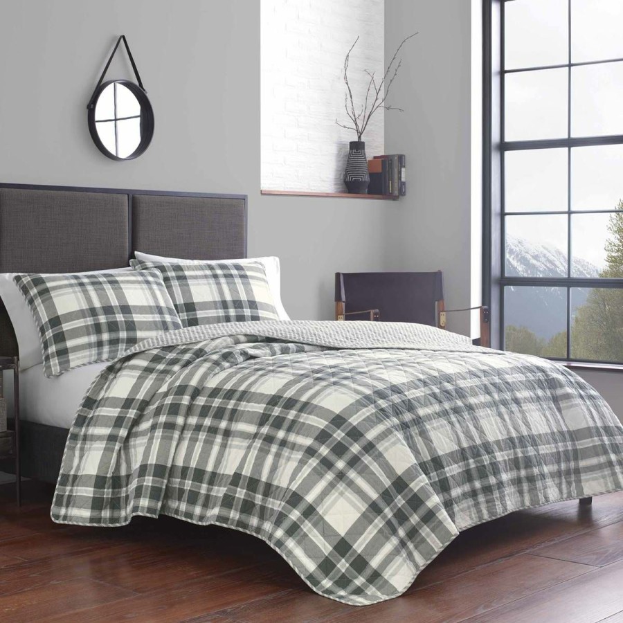 Bed * | Top 10 Eddie-Bauer Bed Eddie Bauer Coal Creek 136 Thread Count Reversible Quilt Set Grey/Multi