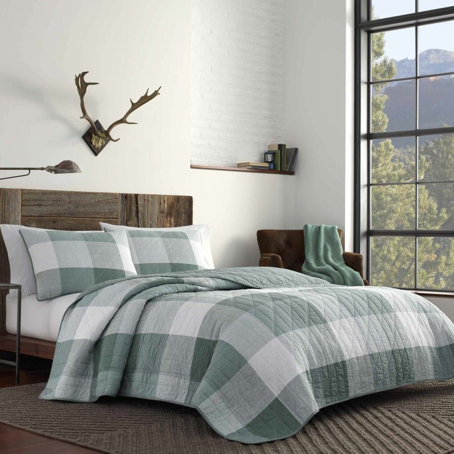 Bed * | Coupon Eddie-Bauer Bed Eddie Bauer Boulder 136 Thread Count Reversible Quilt Set Green Evergreen