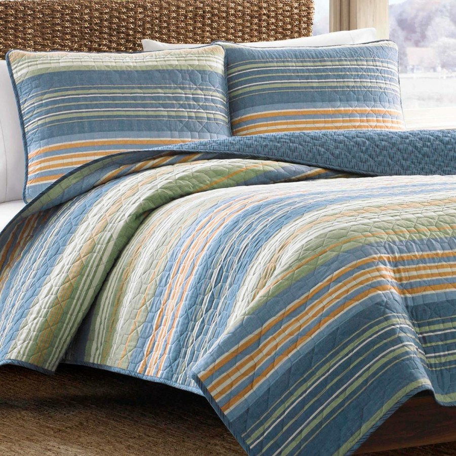 Bed * | Best Deal Eddie-Bauer Bed Eddie Bauer Yakima Valley Stripe 136Tc. Quilt Set Persimmon