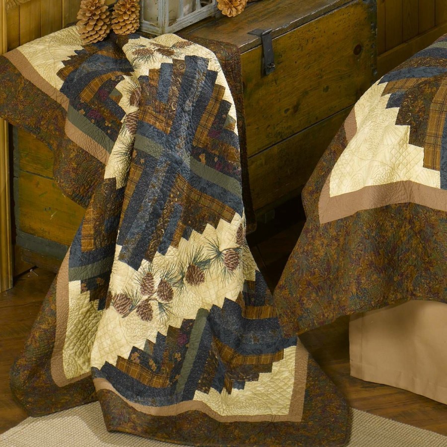 Bed * | Wholesale Donna-Sharp Bed Donna Sharp Cabin Raising Pinecone Throw Blanket Brown/Tan