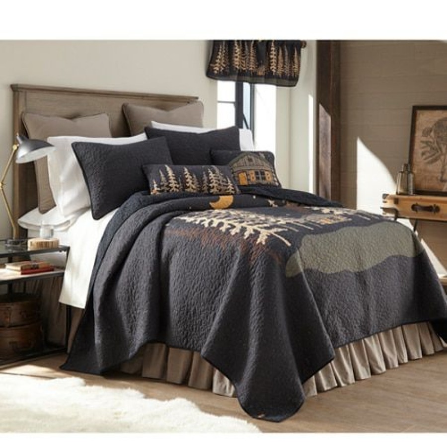 Bed * | Hot Sale Donna-Sharp Bed Donna Sharp Moonlit Cabin Cotton Quilt Set Charcoal-Multi