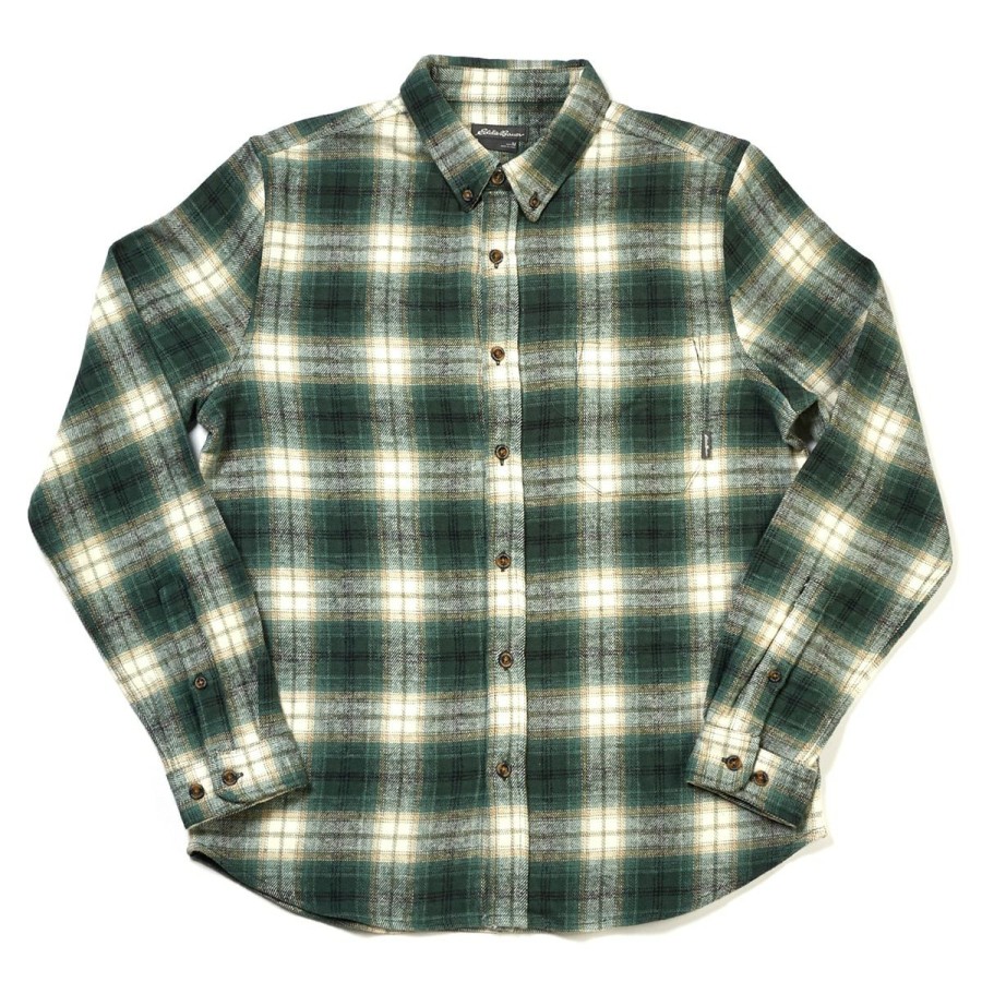 Clothing * | Cheap Eddie-Bauer Clothing Mens Eddie Bauer Flex Flannel Shirt Bay Leaf Bay-Leaf