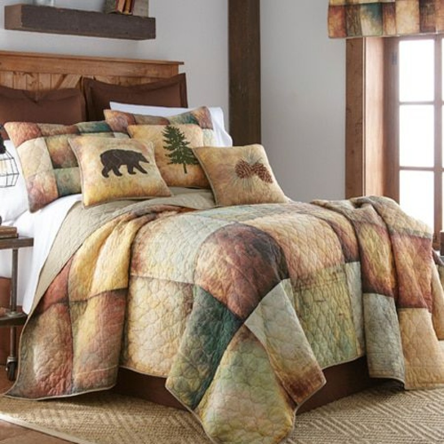 Bed * | Best Deal Donna-Sharp Bed Donna Sharp Wood Patch Cotton Quilt 3Pc. Set Amber-Multi