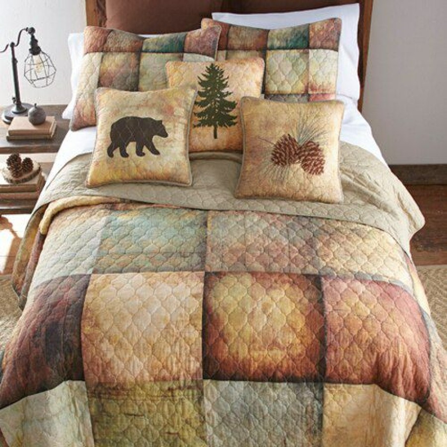 Bed * | Best Deal Donna-Sharp Bed Donna Sharp Wood Patch Cotton Quilt 3Pc. Set Amber-Multi