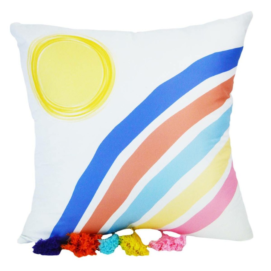 Bed * | Budget Donna-Sharp Home Decor Donna Sharp Smoothie Rainbow Decorative Pillow 17 17 White/Multi