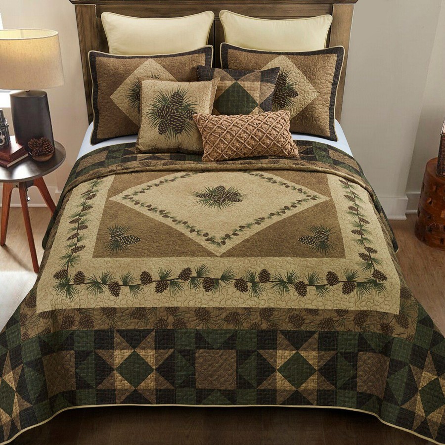 Bed * | Discount Donna-Sharp Bed Donna Sharp Antique Pine 140 Tc Quilt Set Brown