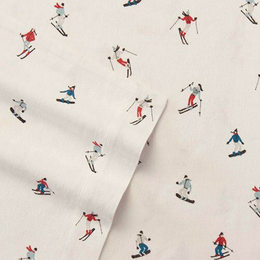 Bed * | Budget Eddie-Bauer Bed Eddie Bauer Ski Slope 160 Thread Count Flannel Sheet Set White-Multi