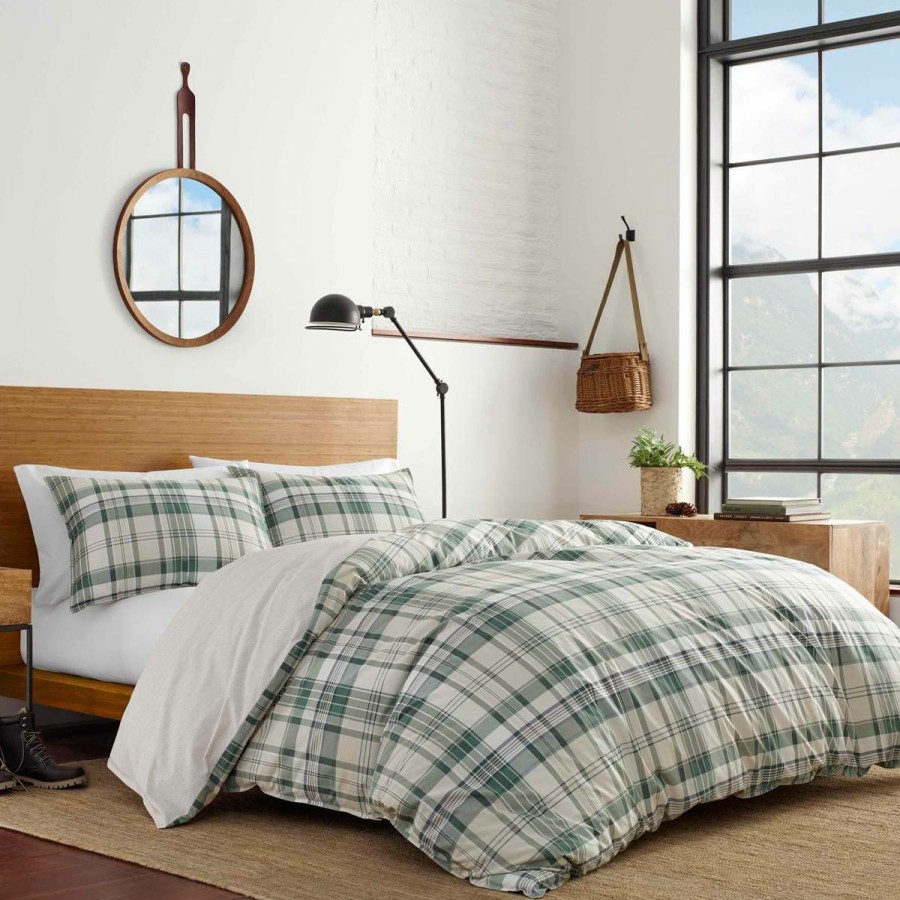 Bed * | Discount Eddie-Bauer Bed Eddie Bauer Timbers Plaid Green Duvet Set Dark-Green