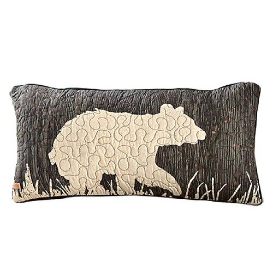 Bed * | Buy Donna-Sharp Bed Donna Sharp Moonlit Bear Rectangle Decorative Pillow 11 22 Charcoal/Tan