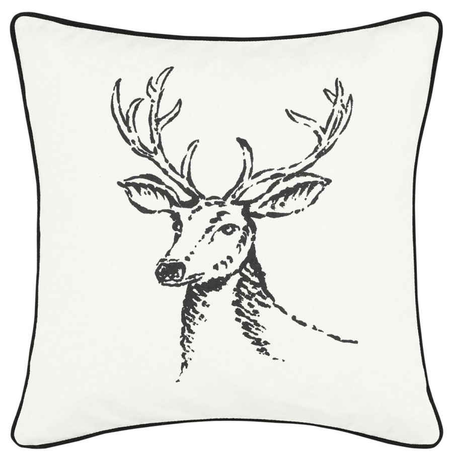 Bed * | Discount Eddie-Bauer Home Decor Eddie Bauer Winter Morning Stag Decorative Pillow 20 20 Black